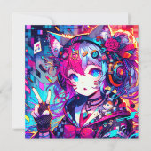 Glitchcore Kleurrijke Anime Girl kunstwerk Blank (Voorkant)