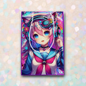 Glitchcore Kleurrijke Anime Girl Kunstwerk Verjaar Medium Cadeauzakje