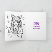 Glitchcore Kleurrijke Anime Girl Verjaardag Kleure Kaart (Binnen)