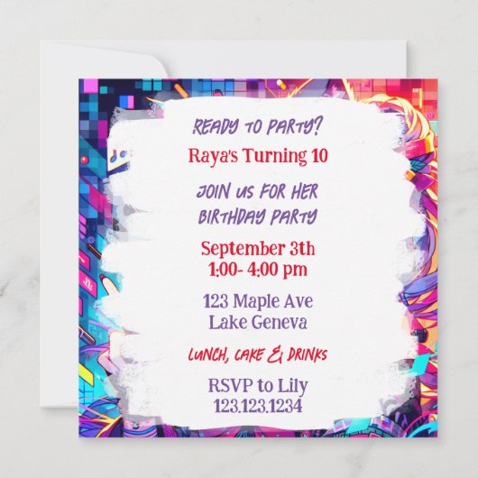 Glitchcore Kleurrijke Anime Kunstwerk Verjaardag Kaart (Achterkant)