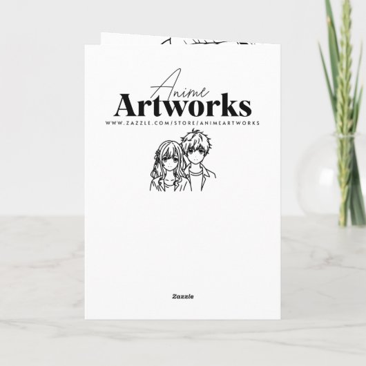 Glitchcore kleurrijke anime meisje verjaardag kaart (Achterkant)