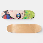 Glitchcore Ruimte Meisje Met Sterren Ogen Persoonlijk Skateboard (Horizontaal)