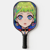 Glitchcore Ruimte Meisje Met Sterren Ogen Pickleball Paddle (Achterkant)