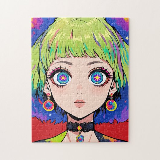 Glitchcore Space Girl With Star Eyes Legpuzzel (Verticaal)