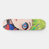 Glitchcore Space Girl With Star Eyes Persoonlijk Skateboard (Horizontaal)
