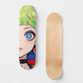 Glitchcore Space Girl With Star Eyes Persoonlijk Skateboard (Voorkant)