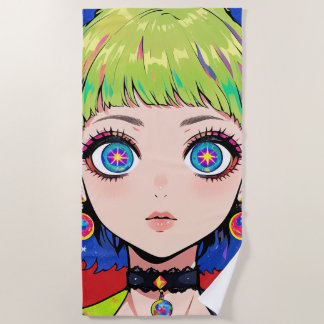 Glitchcore Space Girl With Star Eyes Strandlaken