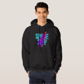 Glitchcore Space Shuttle met tekstruimteschip Hoodie (Voorkant volledig)