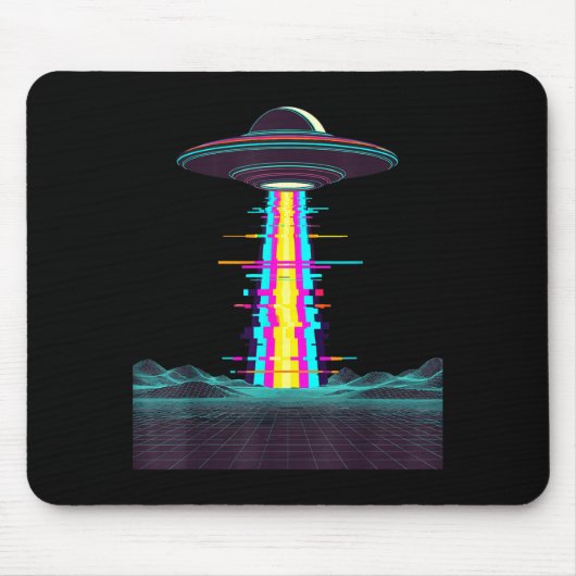 Glitchcore ufo-ontvoering synthwave vaporwave alie muismat (Voorkant)