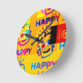 GLITCHED HAPPY Kussen Ronde Klok (Hoek)