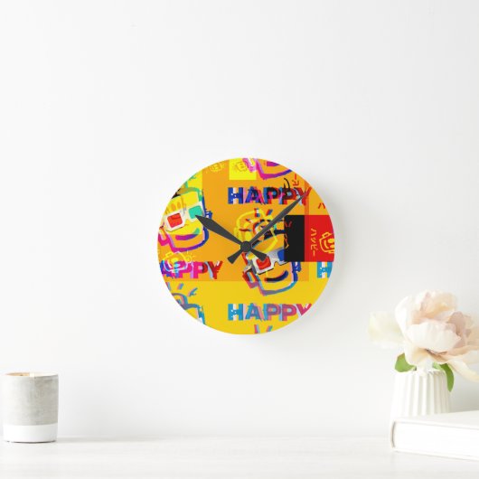 GLITCHED HAPPY Pillow Ronde Klok (Huis)