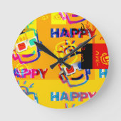 GLITCHED HAPPY Pillow Ronde Klok (Voorkant)