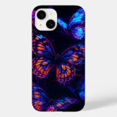 Glitched Neon Butterflies Hologram iPhone Case (Achterkant)