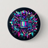 Glitched Out Skull - SMPTE Ronde Button 5,7 Cm (Voorkant)