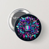 Glitched Out Skull - SMPTE Ronde Button 5,7 Cm (Voorkant /achterkant)
