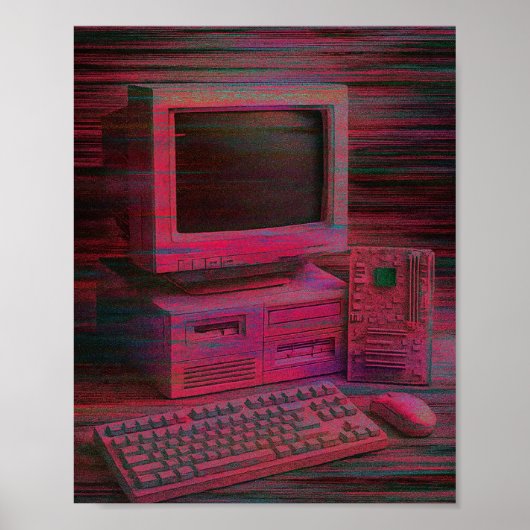 Glitched Terminal | Vaporwave Techcore Poster (Voorkant)