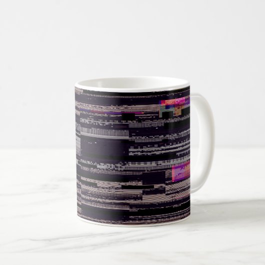 Glitched TV scherm met gebroken pixels. Abstracte  Koffiemok (Voorkant rechts)