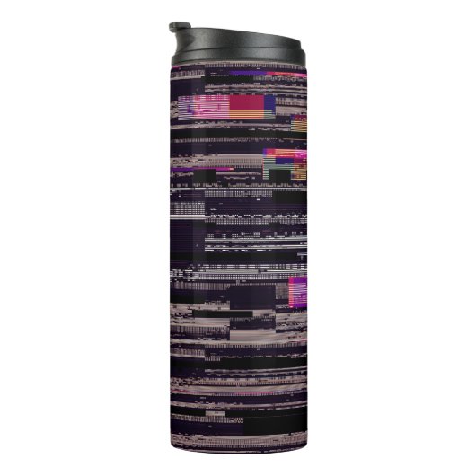 Glitched TV scherm met gebroken pixels. Abstracte  Thermosbeker (Geroteerd rechts)