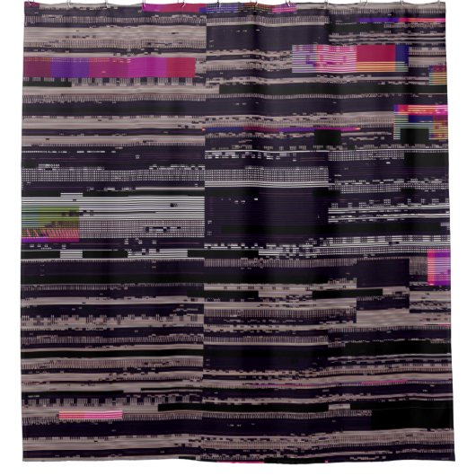 Glitched TV screen with broken pixels. Abstract fu Douchegordijn (Voorkant)