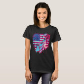 Glitched Vaporwave American Flag T-shirt (Voorkant volledig)
