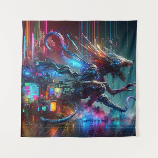 Glitching Creature Emerging from TV-scherm Wandkleed (Voorkant)