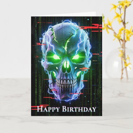 Glitching Skull of Neon Fury Kaart (Gele Bloem)