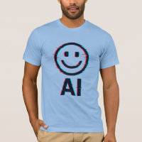 Glitchy AI Smiley – futuristisch T-shirt ontwerp