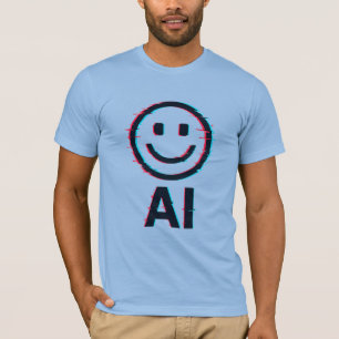 Glitchy AI Smiley – futuristisch T-shirt ontwerp