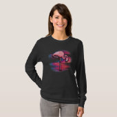 Glitchy Noise Flamingo Vaporwave T-shirt (Voorkant volledig)