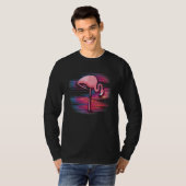 Glitchy Noise Flamingo Vaporwave T-shirt (Voorkant volledig)
