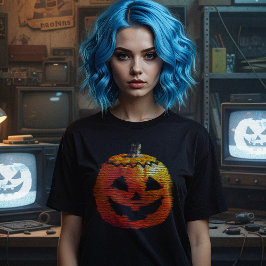 Glitchy TV Pumpkin Vrouwen T-shirt