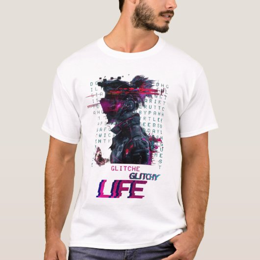 Glitchy Vibes T-Shirt - Vet en Vervormd Ontwerp (Voorkant)