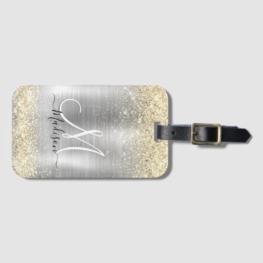 Gliter van smeedbaar metaal zilvergoud bagagelabel (Voorkant (horizontaal))