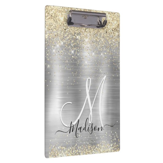 Gliter van smeedbaar metaal zilvergoud klembord (Rechts)