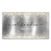 Gliter van smeedbaar metaal zilvergoud magnetisch visitekaartje (Voorkant)