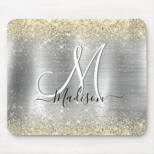 Gliter van smeedbaar metaal zilvergoud muismat (Voorkant)