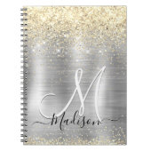 Gliter van smeedbaar metaal zilvergoud notitieboek (Voorkant)