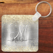 Gliter van smeedbaar metaal zilvergoud sleutelhanger (Achterkant)