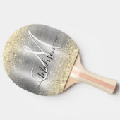 Gliter van smeedbaar metaal zilvergoud tafeltennisbatje (Zijkant)