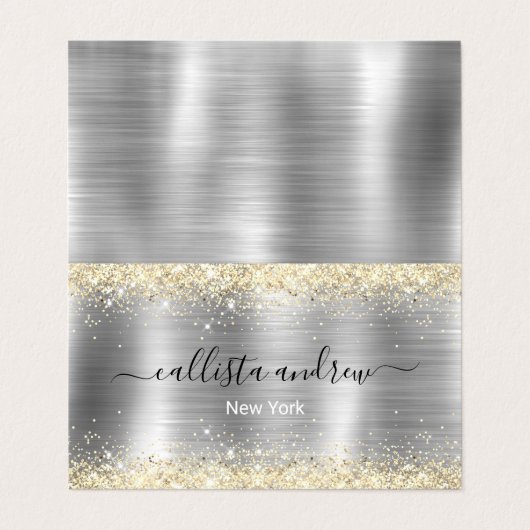 Gliter van smeedbaar metaal zilvergoud visitekaartje (Buitenkant ongevouwen)