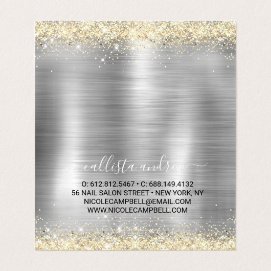 Gliter van smeedbaar metaal zilvergoud visitekaartje (Binnenkant ongevouwen)
