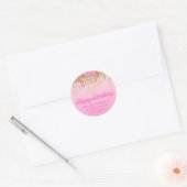 gliters met gouden verjaardagsgouden roze druppela ronde sticker (Envelop)