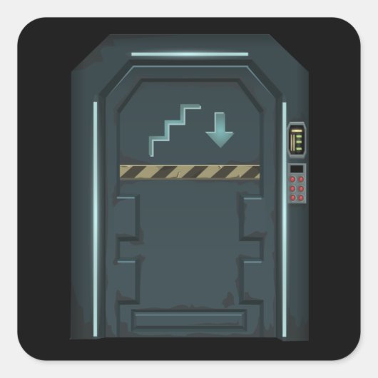 Glitsmeubeldeur voor ruimtevaartuig vierkante sticker (Voorkant)