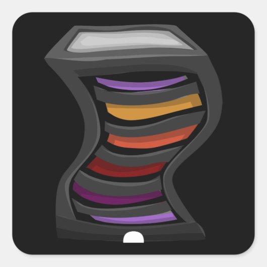 Glitsmeubelen in een donkergrijs multicolor vierkante sticker (Voorkant)