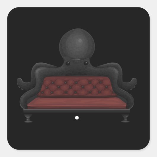 Glitsmeubelen sofa rode zwarte octopus sofa vierkante sticker (Voorkant)