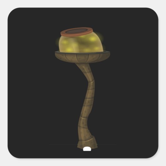 Glitsmeubellamp met vuursteentje vierkante sticker (Voorkant)