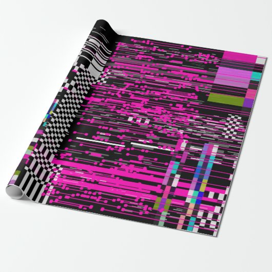 Glitsretro VHS scherm met flikkers en gebroken Cadeaupapier (Uitgerold)