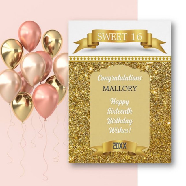 Glitsy! Personalized Sweet 16 Birthday Card (Creator heeft geüpload)