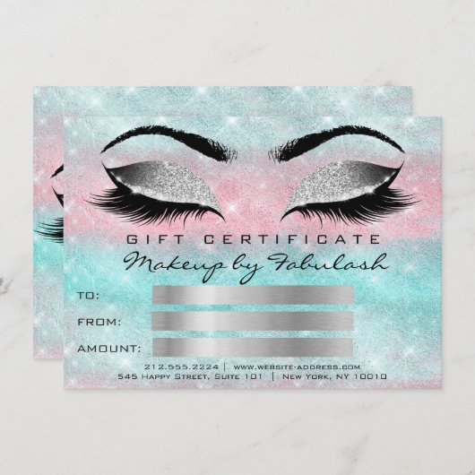Glitte Wimpers Grijs Visagist Certificaat Cadeau (Voorkant / Achterkant)