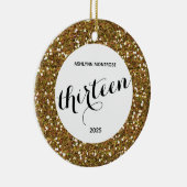 Glitter 13e verjaardag op maat keramisch ornament (Rechts)